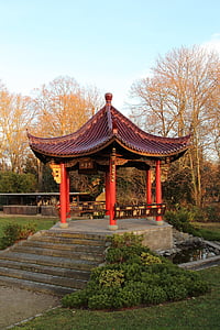 Pavilion, kinesiska paviljongen, Kinesiska, trädgård