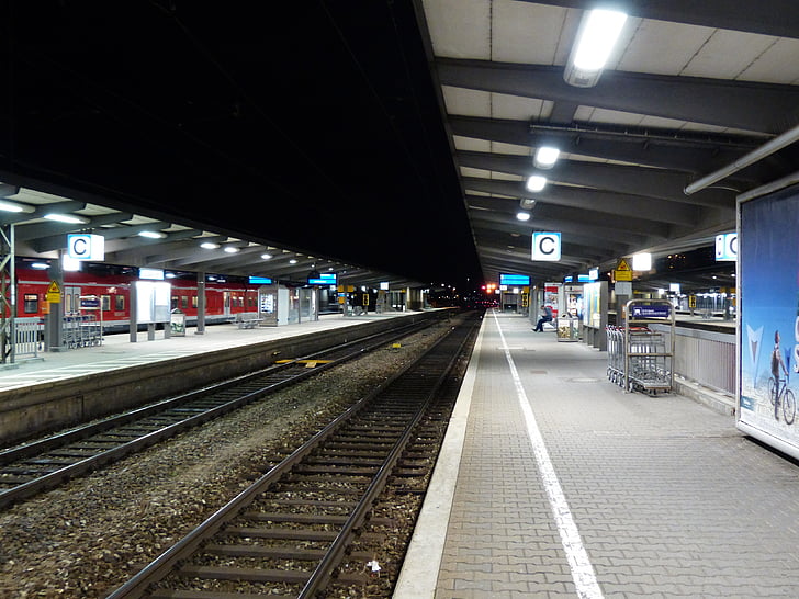 Bahnhof, Plattform, Zug, Eisenbahn, Haltepunkt, alt, Verkehr