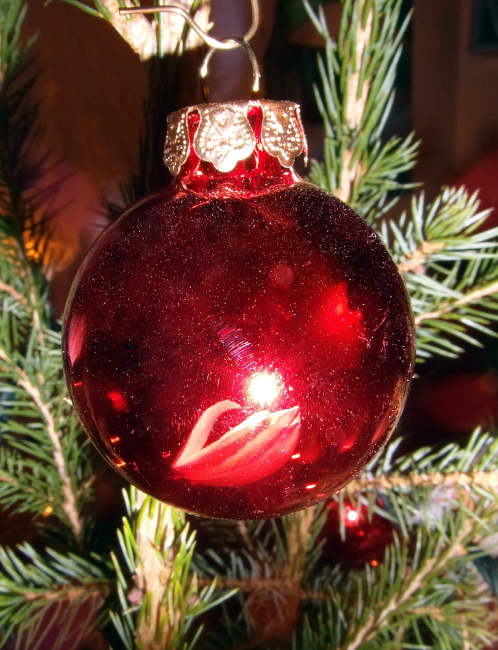 Ziemassvētku nieciņš, sarkana, koka rotājumi