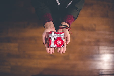 rojo, Blanco, regalo, caja, Navidad, regalo de Navidad, brazos del presente