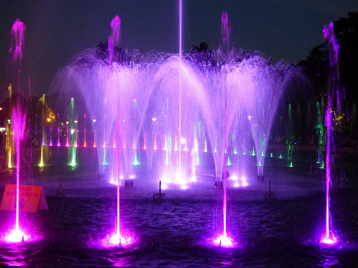 fontána, vody, svetlo, laser, Náhľad, tečúca voda, prúd vody