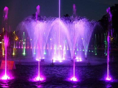 фонтан, води, світло, лазер, попередній перегляд, тече вода, потік води