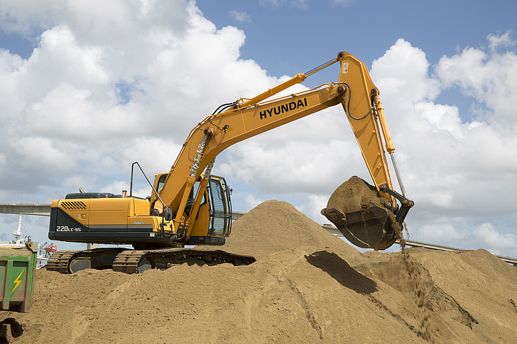 excavation, power shovel, excavator, sand, digger, construction site
