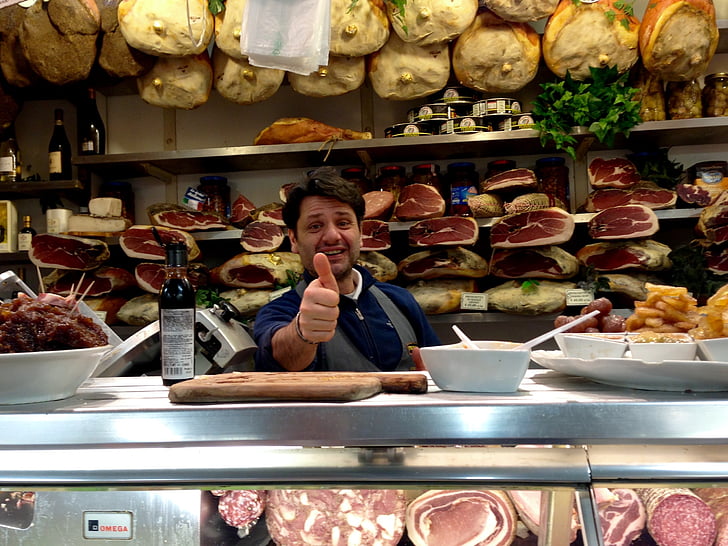 thumbs op, Italia, Deli, ost, kød, Europæiske, marked