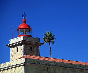 灯台, ラゴス, ポルトガル, 赤, 空, ビーコン, 海岸