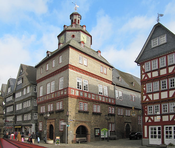 Herborn, Germania, oraşul vechi, acasă, constructii lemn incadrat, istoric, Schela