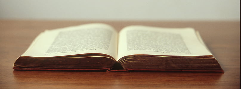 person, taking, photo, open, book, brown, surface