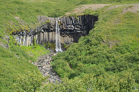 iceland, waterfall, svartifoss, nature, landscape