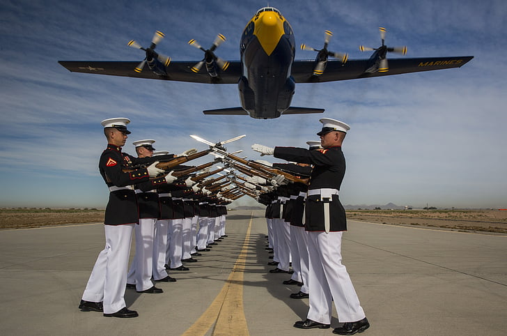 pelotão de broca silenciosa, corpo de fuzileiros navais, albert gordo, Blue angels, Marinha, KC-130 hercules, avião