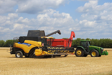 combine harvester, harvester, agriculture, vehicle, agricultural machine, grain harvest, tractor