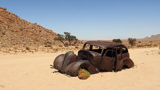 desert, africa, namibia, kalahari desert, wreck, auto, scrap