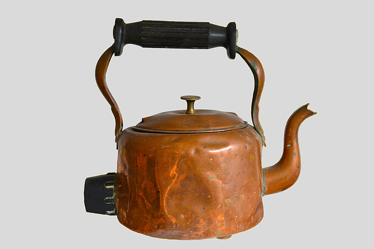 copper kettle, kettle, copper, metal, old, kitchen, tea