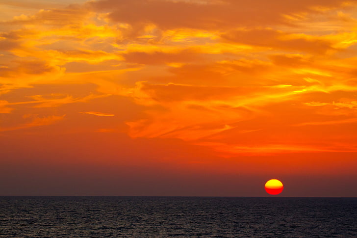 near, body, water, sea, sky, Sunset, Evening