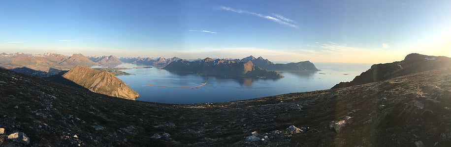 Panorama, peisaj, munte, natura, apus de soare, Norvegia, vara