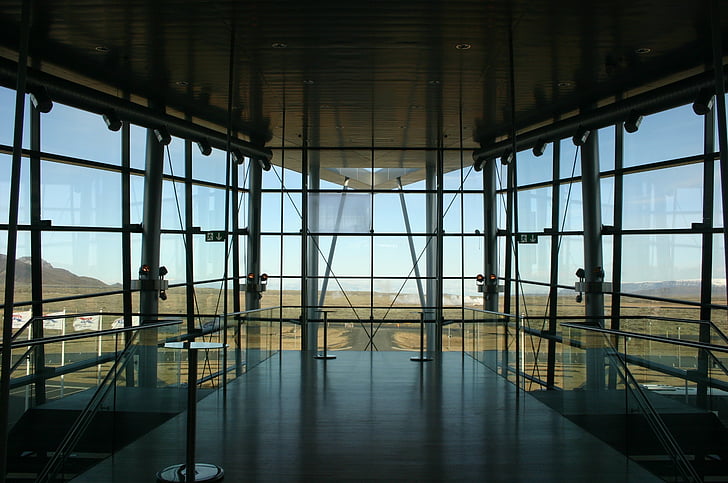architecture, Islande, verre, fenêtre de, à l’intérieur, réflexion, moderne