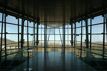 arkitektur, Island, glas, fönster, inomhus, reflektion, moderna