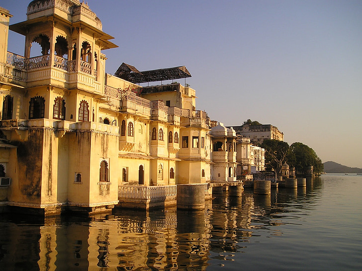Indija, šventykla, vandens, atvaizdavimas, ežeras