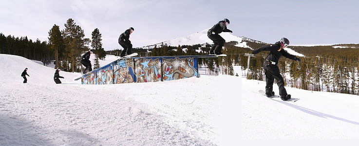 snowboarding, lišta-slide, snowboardista, snowboard, štýl