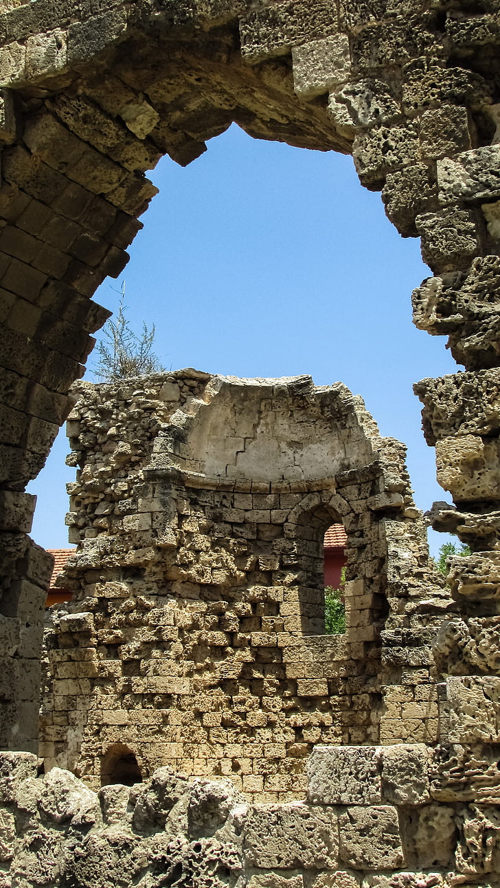 Cypern, Famagusta, kyrkan, gamla, ruinerna, arkitektur, historiska