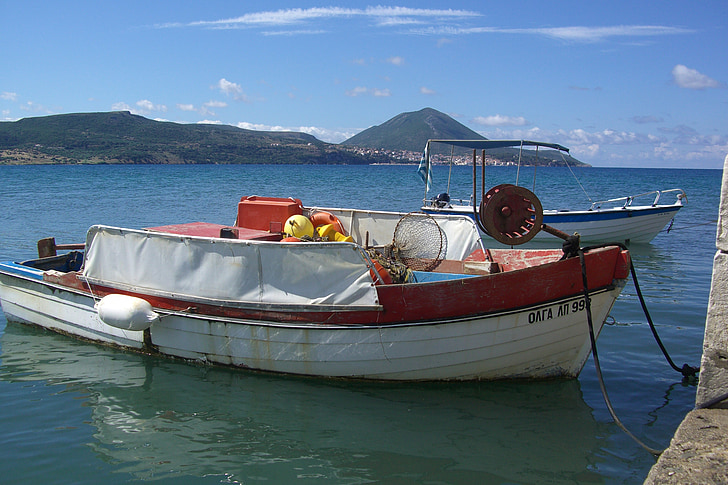 ribarski brod, more, Kiparissia, Grčka