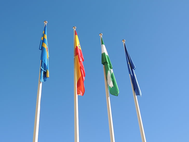 flagg, Andalusia, Spania, himmelen, masten, estardante