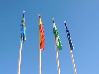 Zastava, Andaluzija, Španjolska, nebo, jarbol, estardante