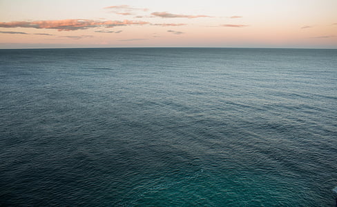Horizon, zaļa, Mākoņains, debesis, saulriets, jūra, ūdens