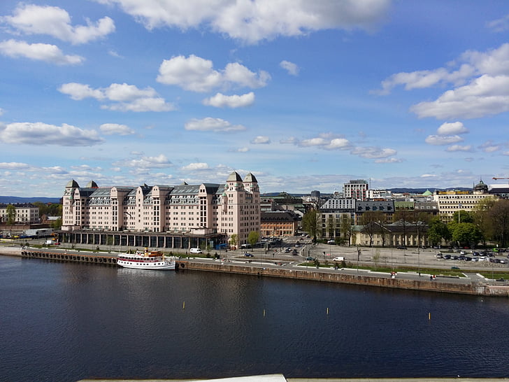 Oslo, Norvège, Oslofjord, port, ville, bâtiment
