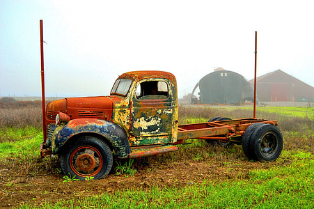 camion, Vintage, oldschool, rouille, Grange, ferme, campagne
