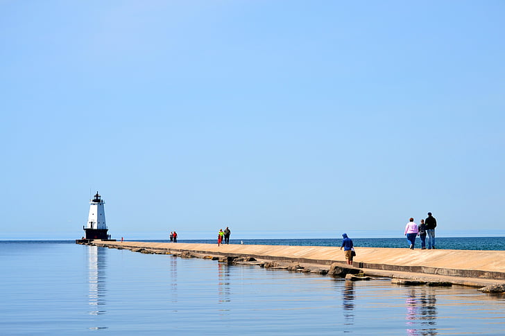 Lighthouse, Pier, Boardwalk, Lake, suvel, Turism, turist
