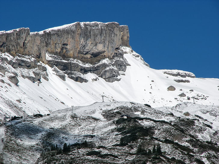 alpine, kleinwalsertal, high ifen, winter, mountain, snow, austria