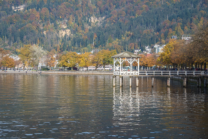 Bodensko jezero, banka, Kai, jezero, ob jezeru, vode, jeseni