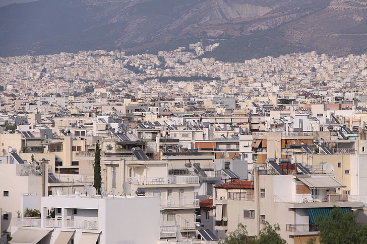 Atenes, ciutat, cases, carrer, monuments