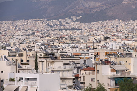 Atenas, cidade, casas, rua, monumentos