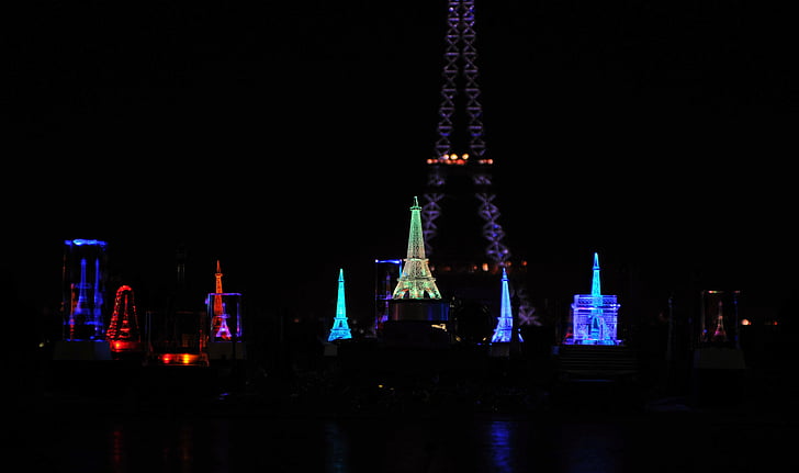 Eiffelova veža, noc, spomienky, Architektúra, pamiatka, Paríž, Francúzsko