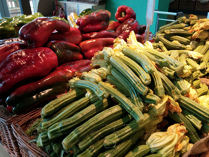 vegetabiliska, marknaden, färgglada