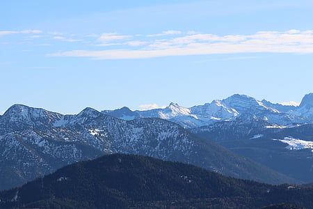 montagne, neve, solido, alpino, nuvole, inverno, Panorama