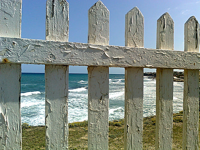 staket, havet, stranden, Holiday, trä, Medelhavet