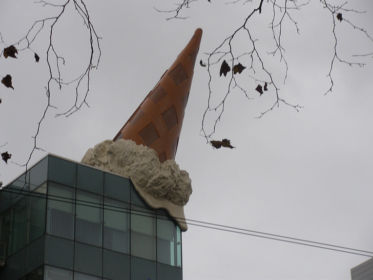 ice cream cone, roof, art, sculpture, cologne