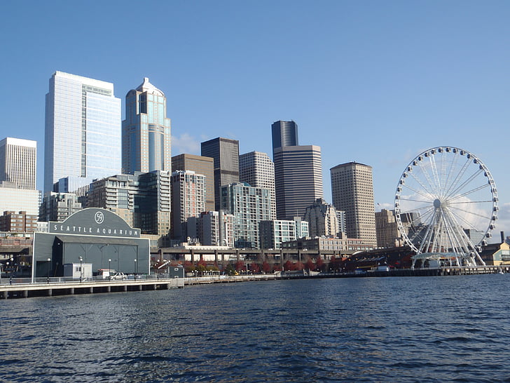 Seattle, skyline, byen, nordvest