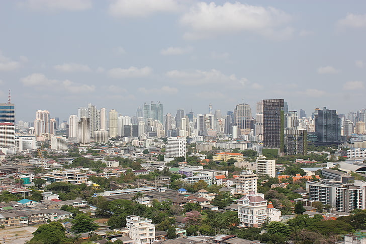 Bangkok, byen, storby, bakgrunn, skyskraper, skyline, Asia