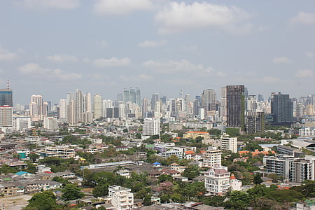Bangkok, Şehir, büyük şehir, arka plan, gökdelen, manzarası, Asya