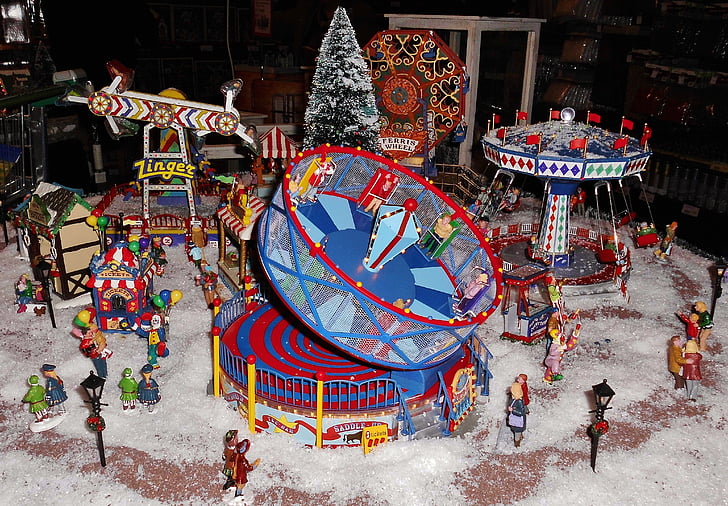 Kerstmarkt, miniaturen, Kermis-model, speelgoed
