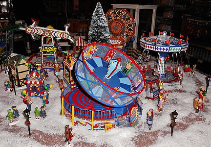 Julmarknad, miniatyrer, Fairground-modell, leksaker