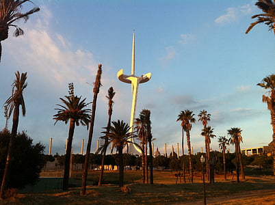 Palau Sant jordi, Montjuïc, Berg, Barcelona, Sehenswürdigkeiten, Turm, Palm