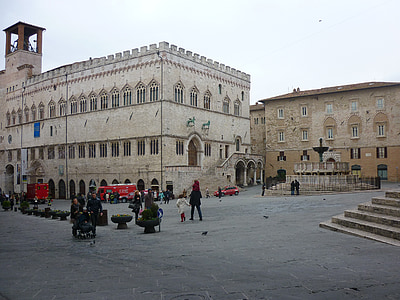 Perugia, Umbrië, vierkante partizanen, meer fontein