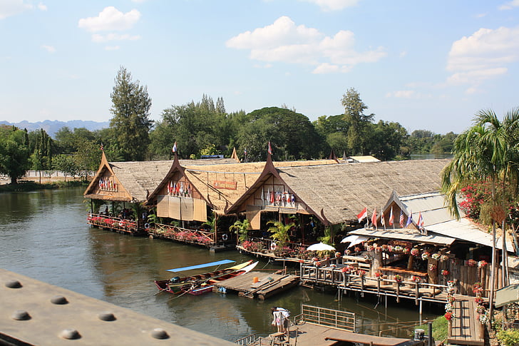 Tailàndia, tailandès, Restaurant, cafeteria, cases flotants, arquitectura, disseny d'arquitectura