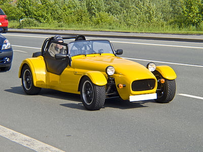 auto, racing car, replica, yellow, mature, road, black