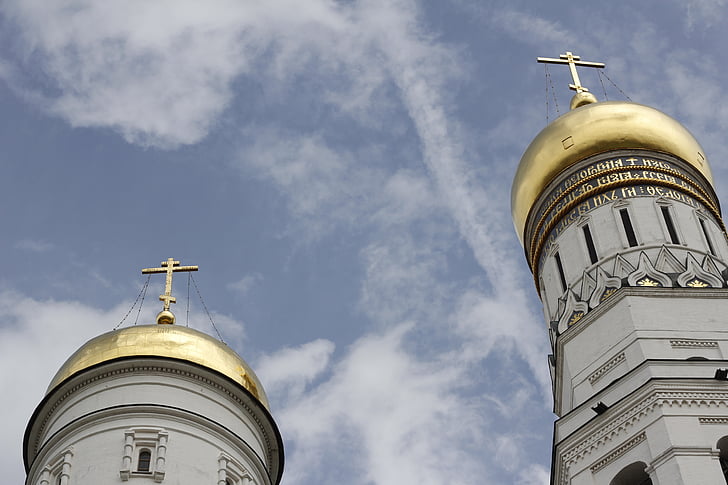 Kościół, Złoty, Kopuła, Rosja, Moskwa, prawosławny, rosyjski Kościół prawosławny