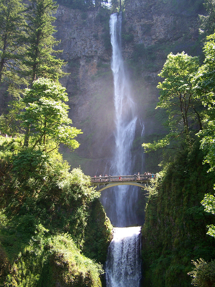 waterval, brug, Multnomah, Multnomah falls